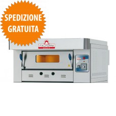 Forno Pizzeria a Gas Componibile 1 Camera con Frontale Inox Piano in Refrattario per 4 Pizze